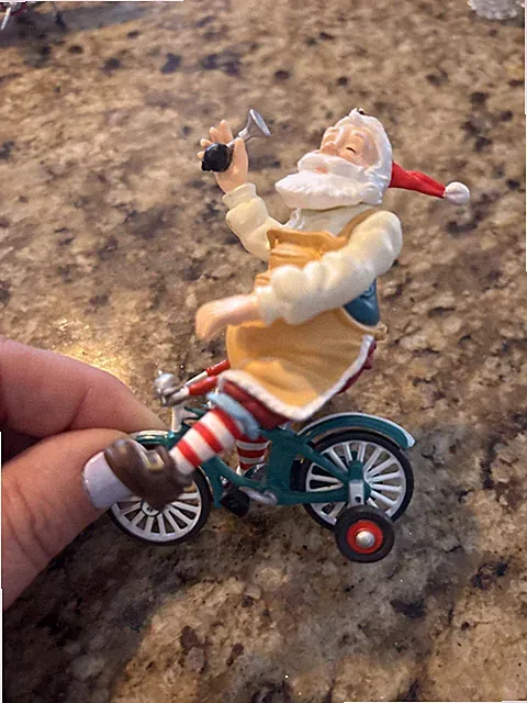 2002 Hallmark Ornament QX8096 "Toymaker Santa" Series #3 Bicycle & Horn #19388